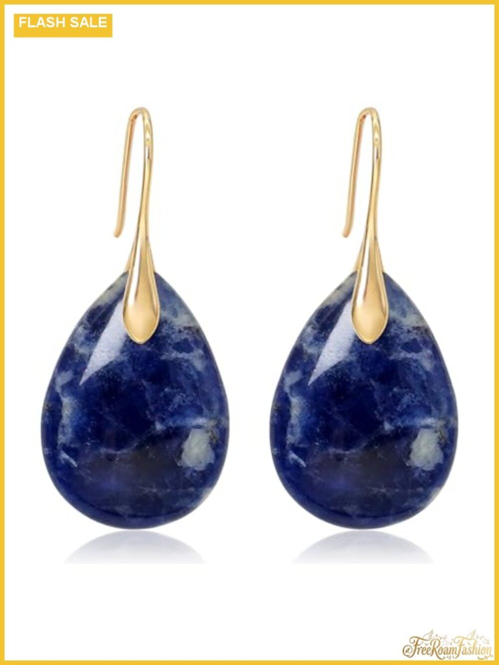 Natural Stone Dangle Drop Earrings Boho Fishhoop Statement Gold